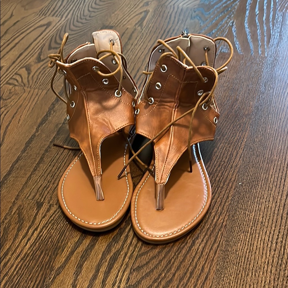 Tan Leather Gladiator Sandals